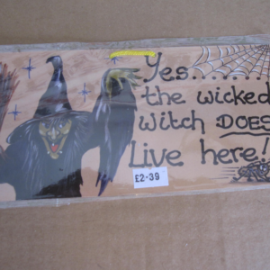 Plastic wicked witch sign